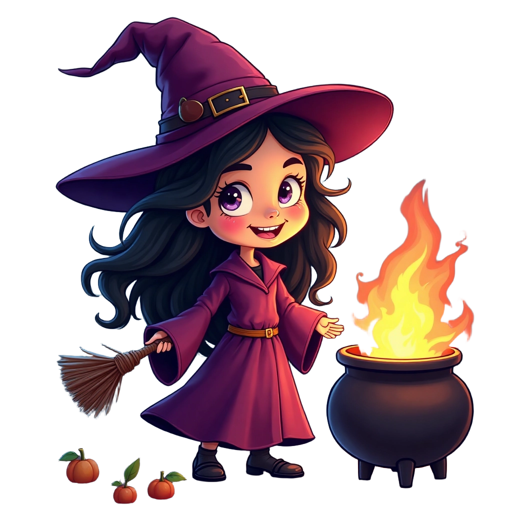 Halloween Witch with Cauldron