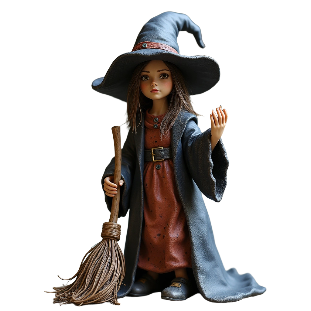 Young Witch with Broomstick