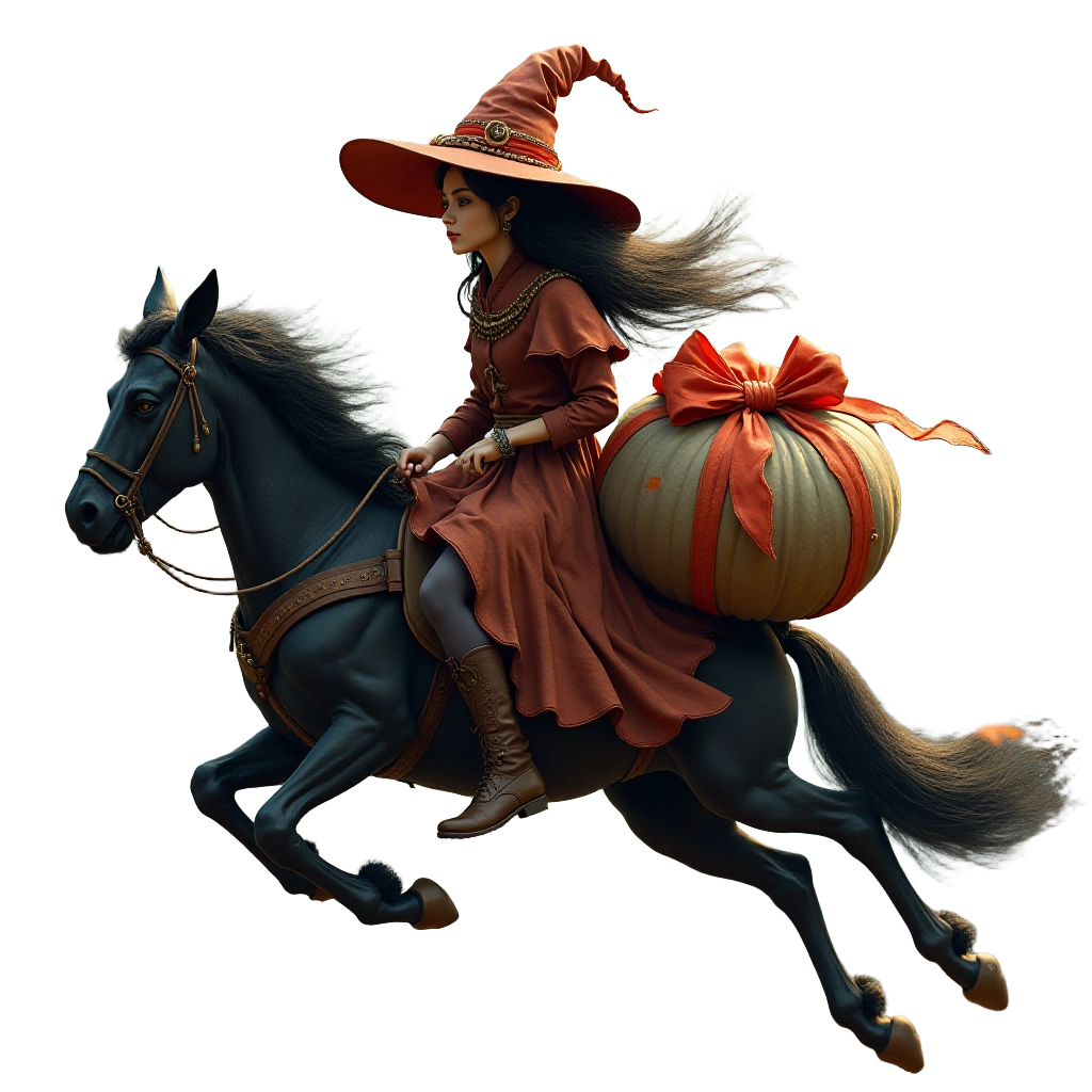 Halloween Witch on Horseback