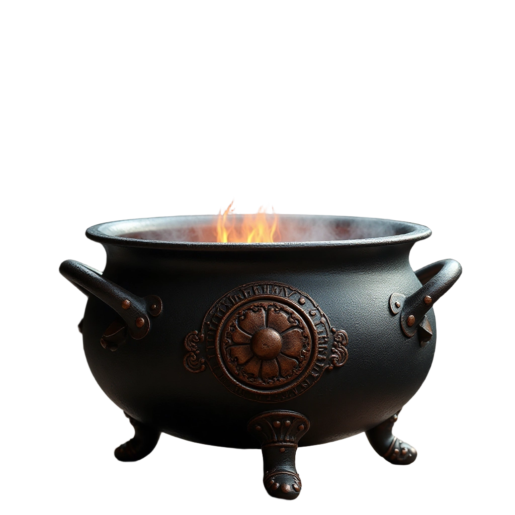 Ancient Cauldron with Flames