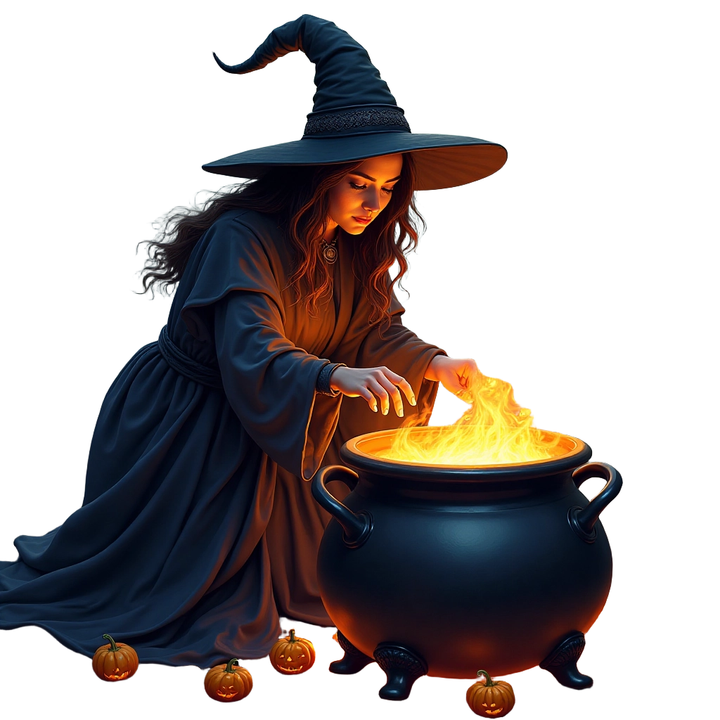 Halloween Witch Brewing Potion