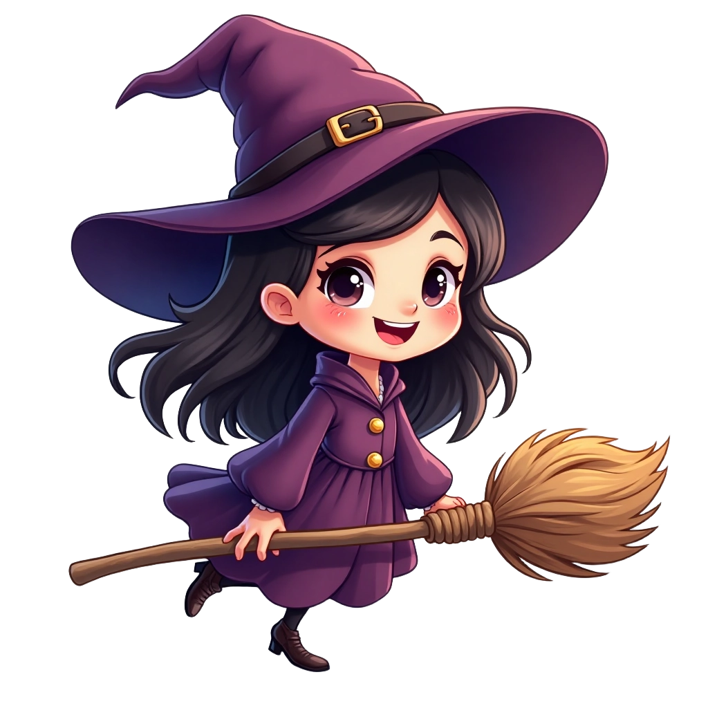 Charming Witch in Flight