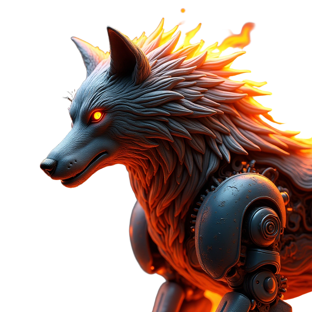 Flaming Mechanical Wolf