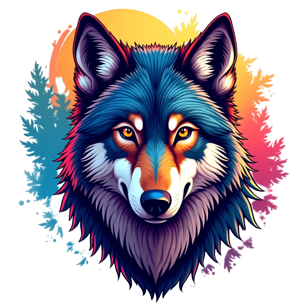 Vibrant Wolf Portrait