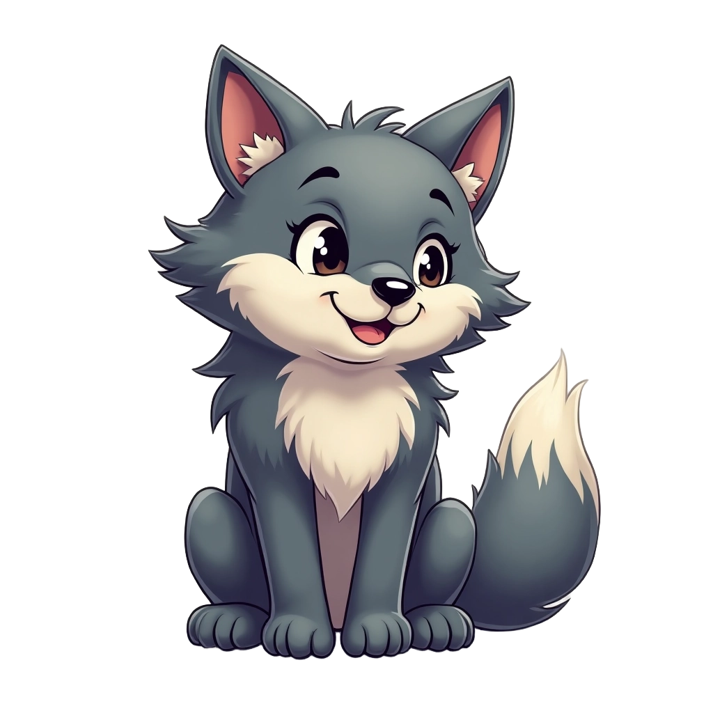 Adorable Cartoon Wolf