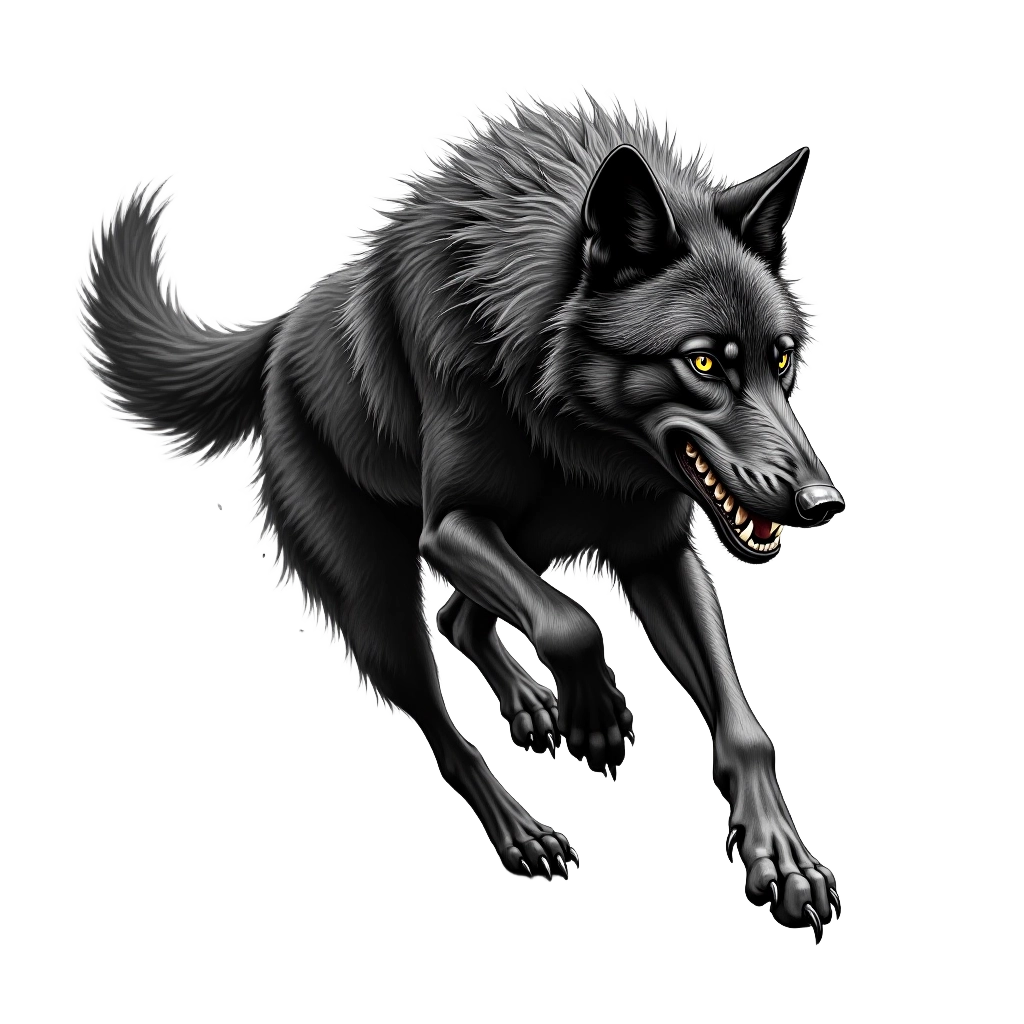 Black Wolf in Motion