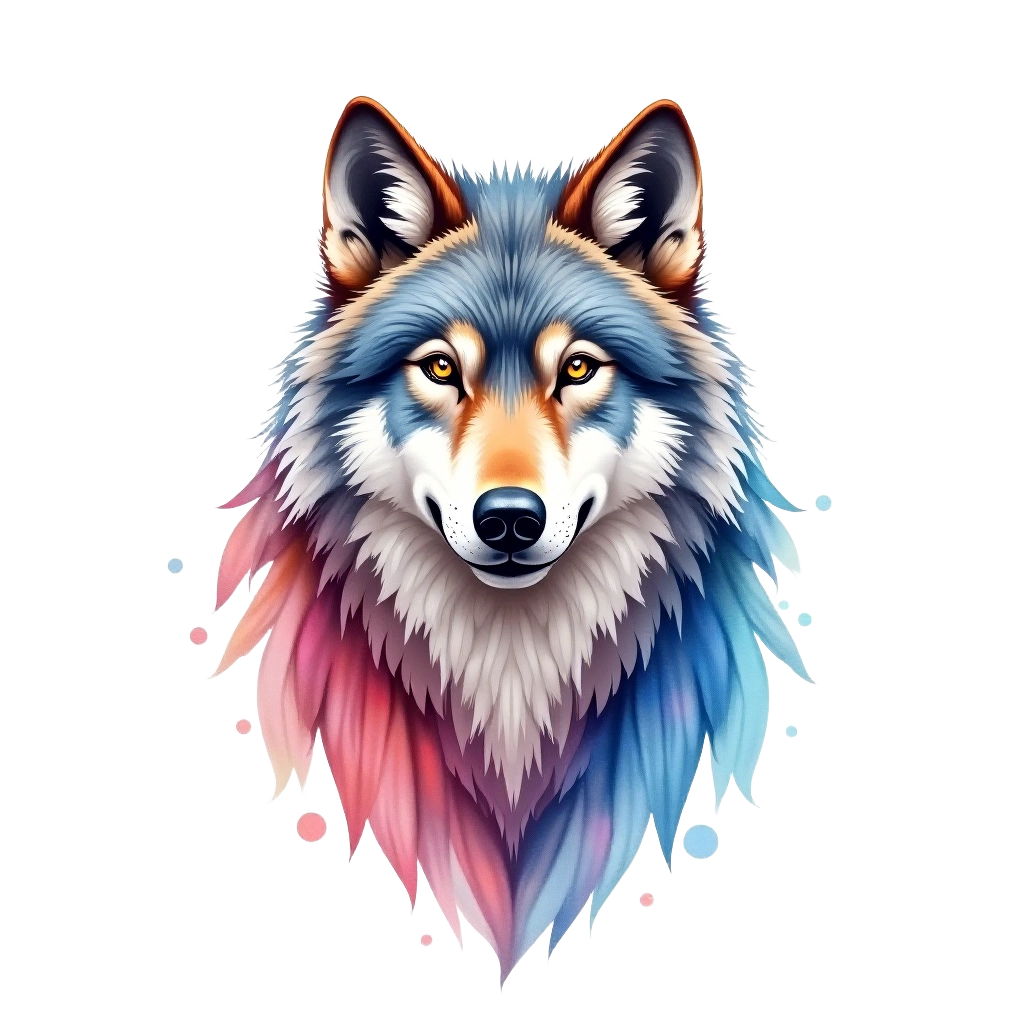 Colorful Wolf Portrait