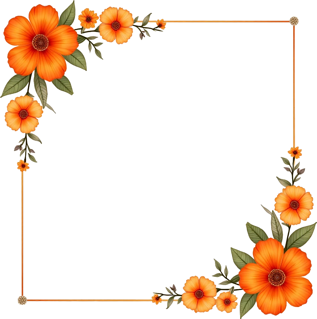 Orange Floral Frame