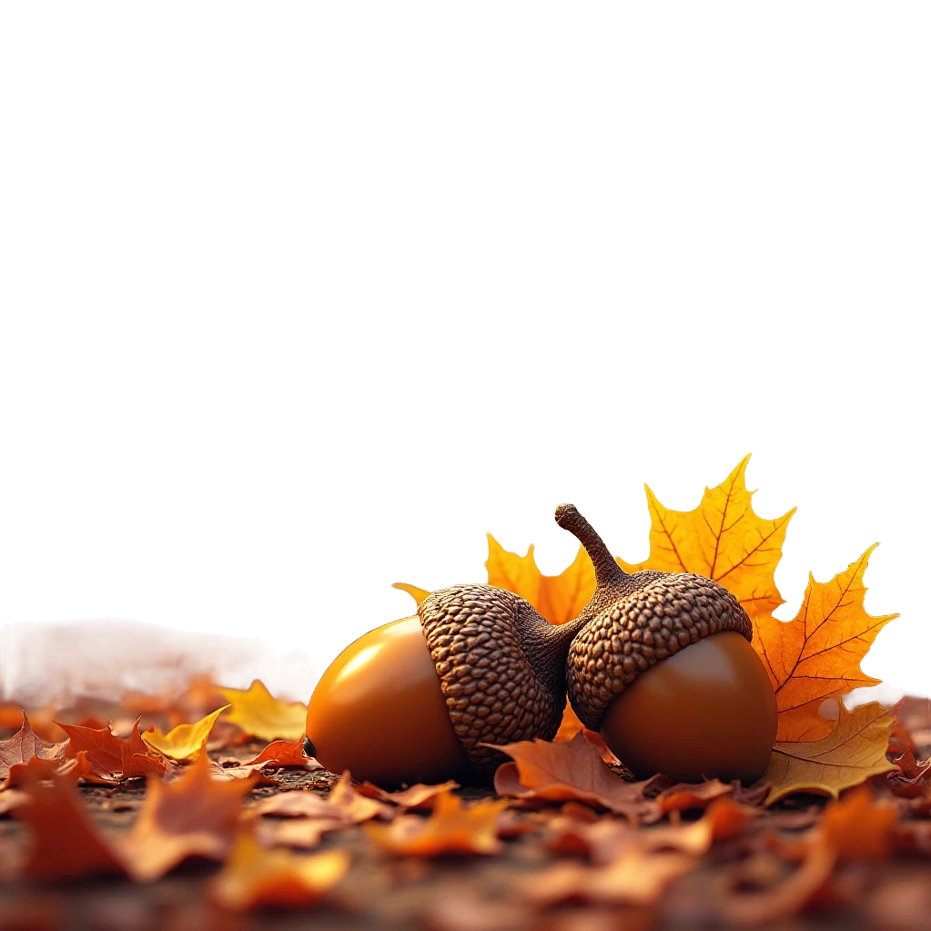 Autumn Acorns and Leaves