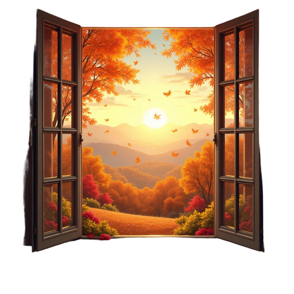 Autumn Sunset Through the Window