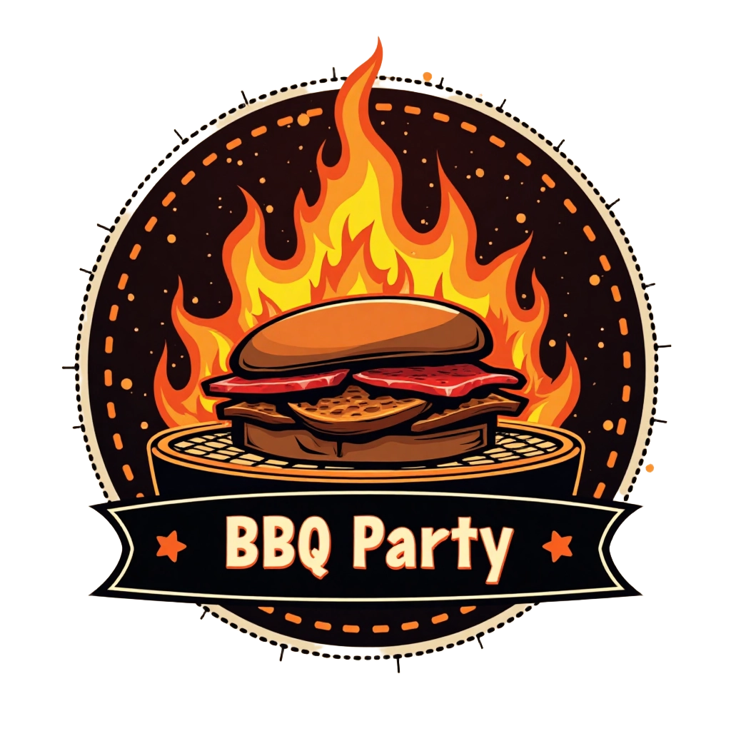 Flaming BBQ Party Emblem