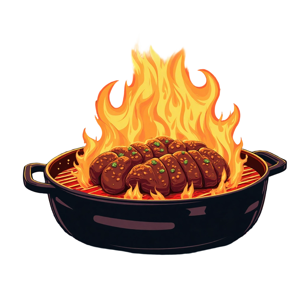 Flaming Grilled Meat