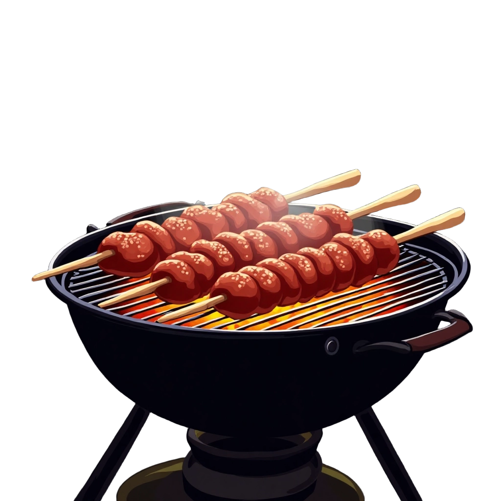 Grilled Sausages on BBQ Grill