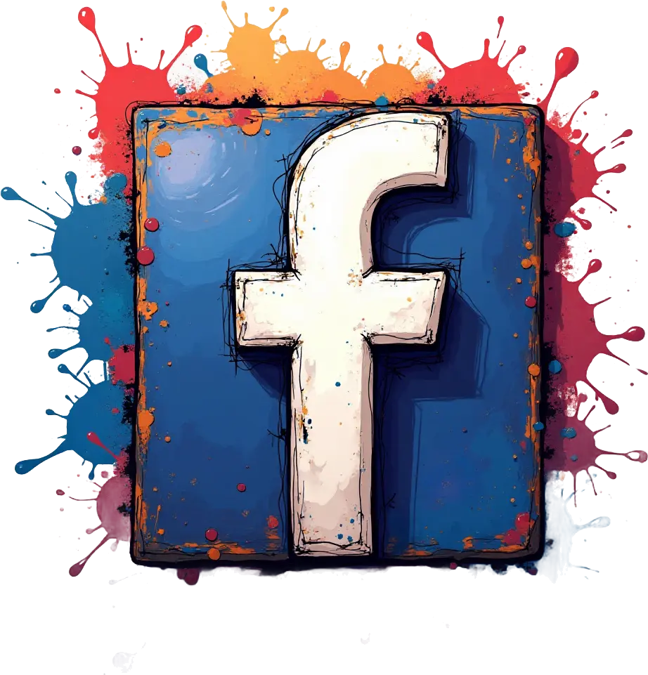 Facebook Logo with Colorful Splashes