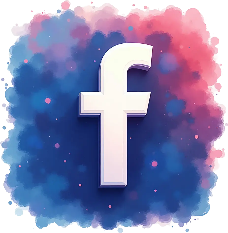 Facebook Logo with Watercolor Background