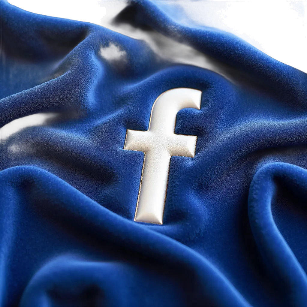 Facebook Logo on Blue Velvet Background