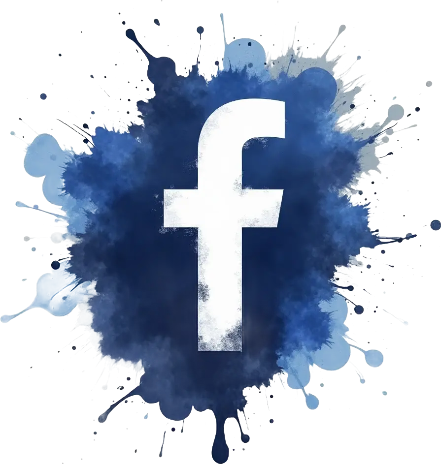 Facebook Logo with Watercolor Splash