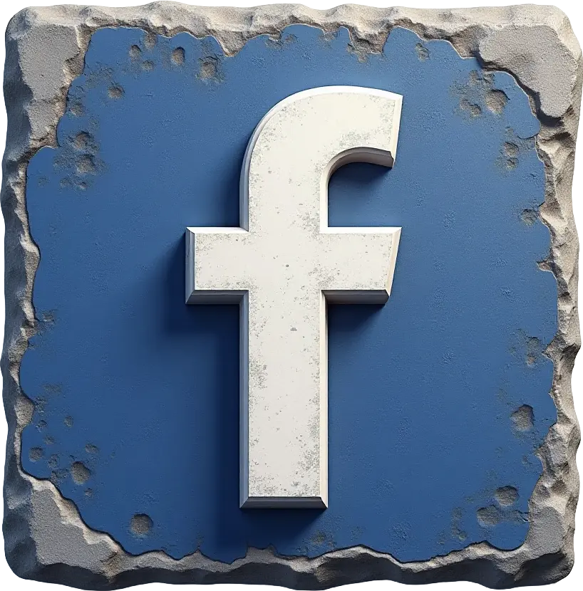 Facebook Logo on Cracked Background