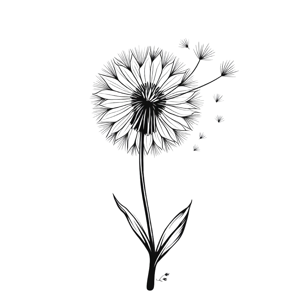 Monochrome Dandelion Illustration