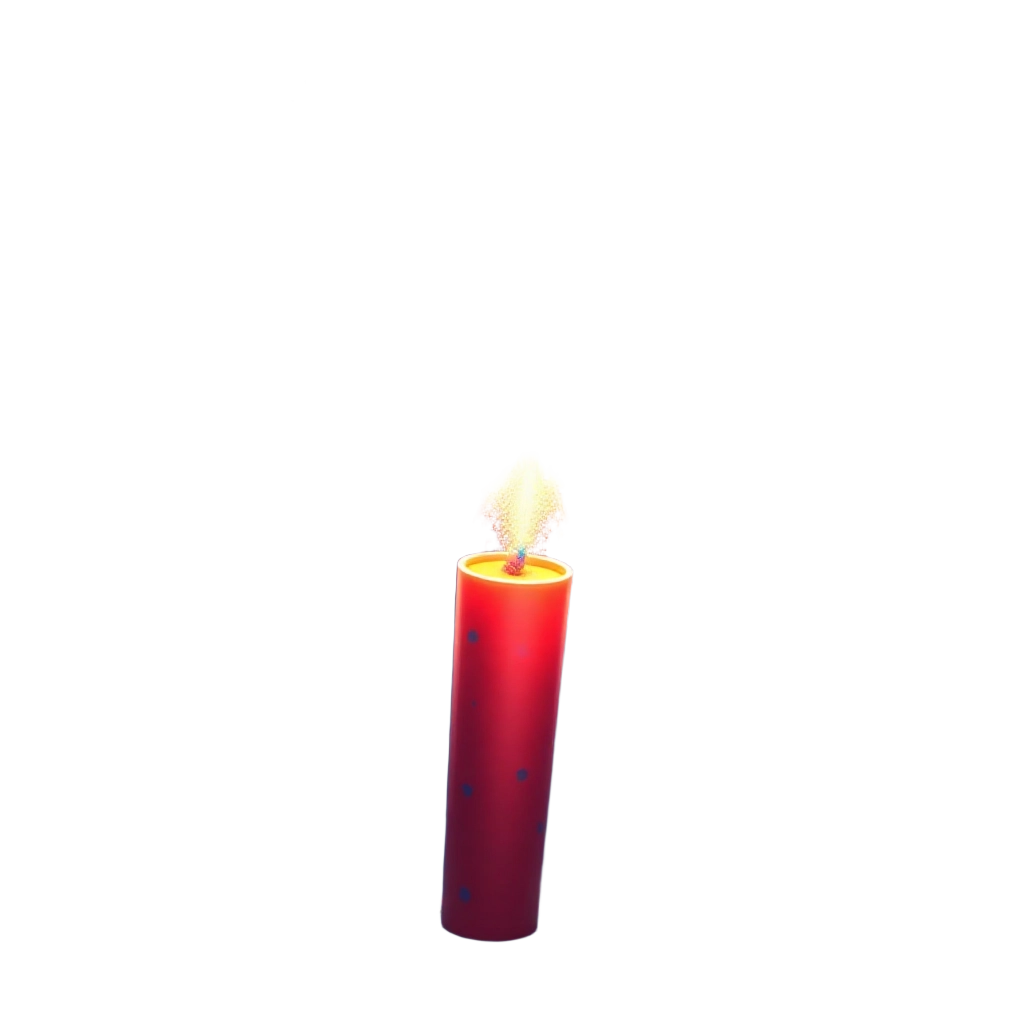 Red Candle with Blue Dots