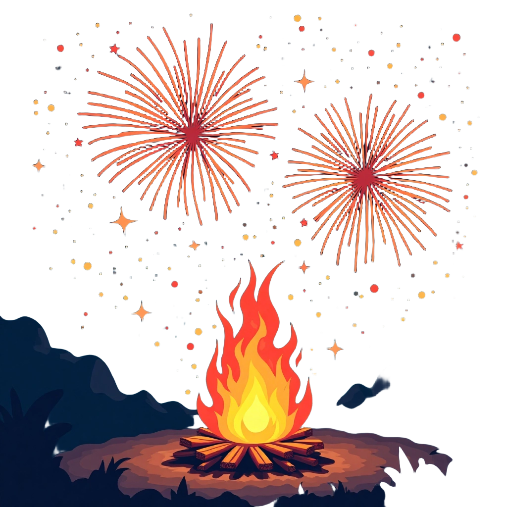 Campfire and Fireworks