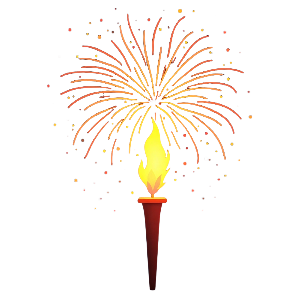 Festive Torch and Fireworks