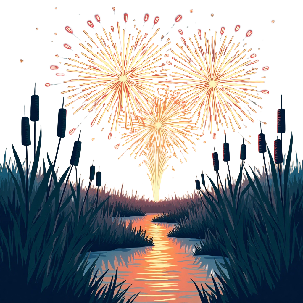 Fireworks Over the Marsh