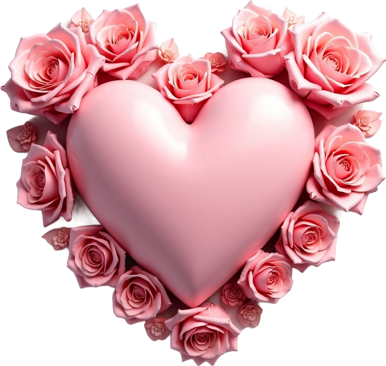 Pink Heart and Roses