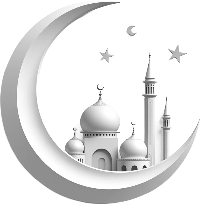 Moon and Mosque Silhouette