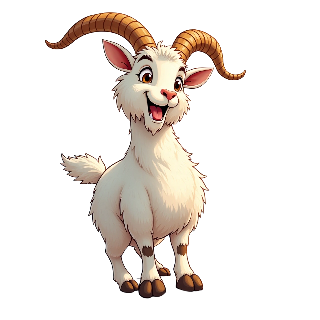 Cheerful Cartoon Goat