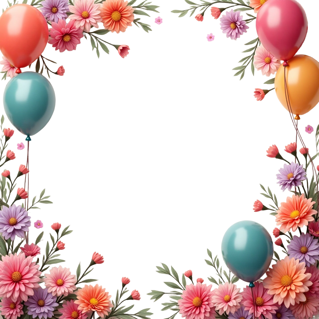 Festive Floral and Balloon Frame