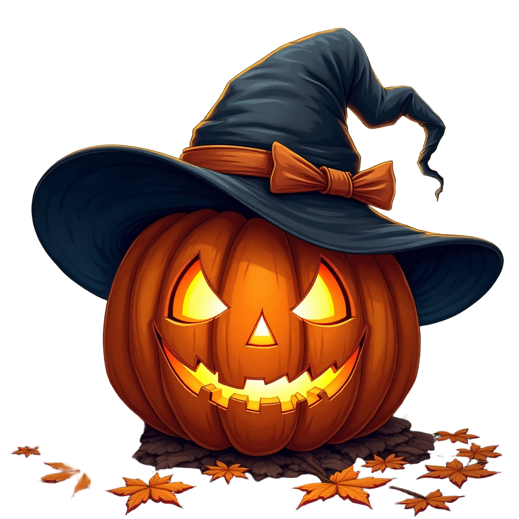 Halloween Pumpkin with Witch Hat