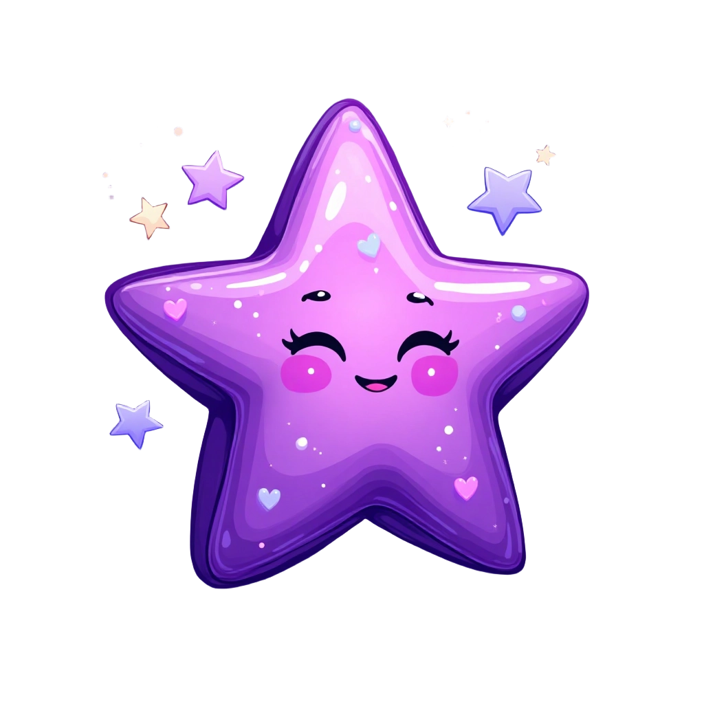 Cute Purple Star Character