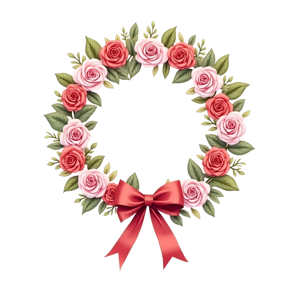 Floral Wreath with Ribbon