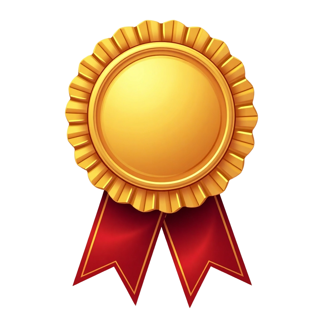 Golden Award with Red Ribbon