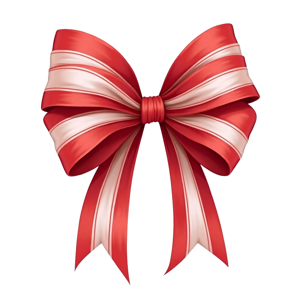 Festive Red and White Bow