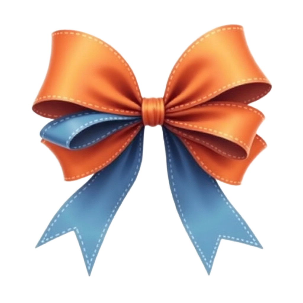 Orange and Blue Ribbon Bow