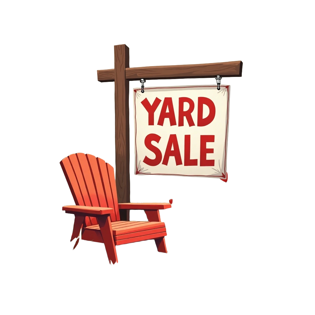 Yard Sale Sign and Chair