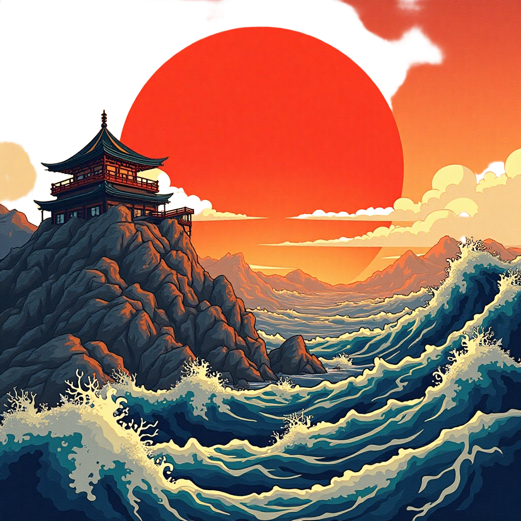 Eternal Sunset at the Cliffside Temple