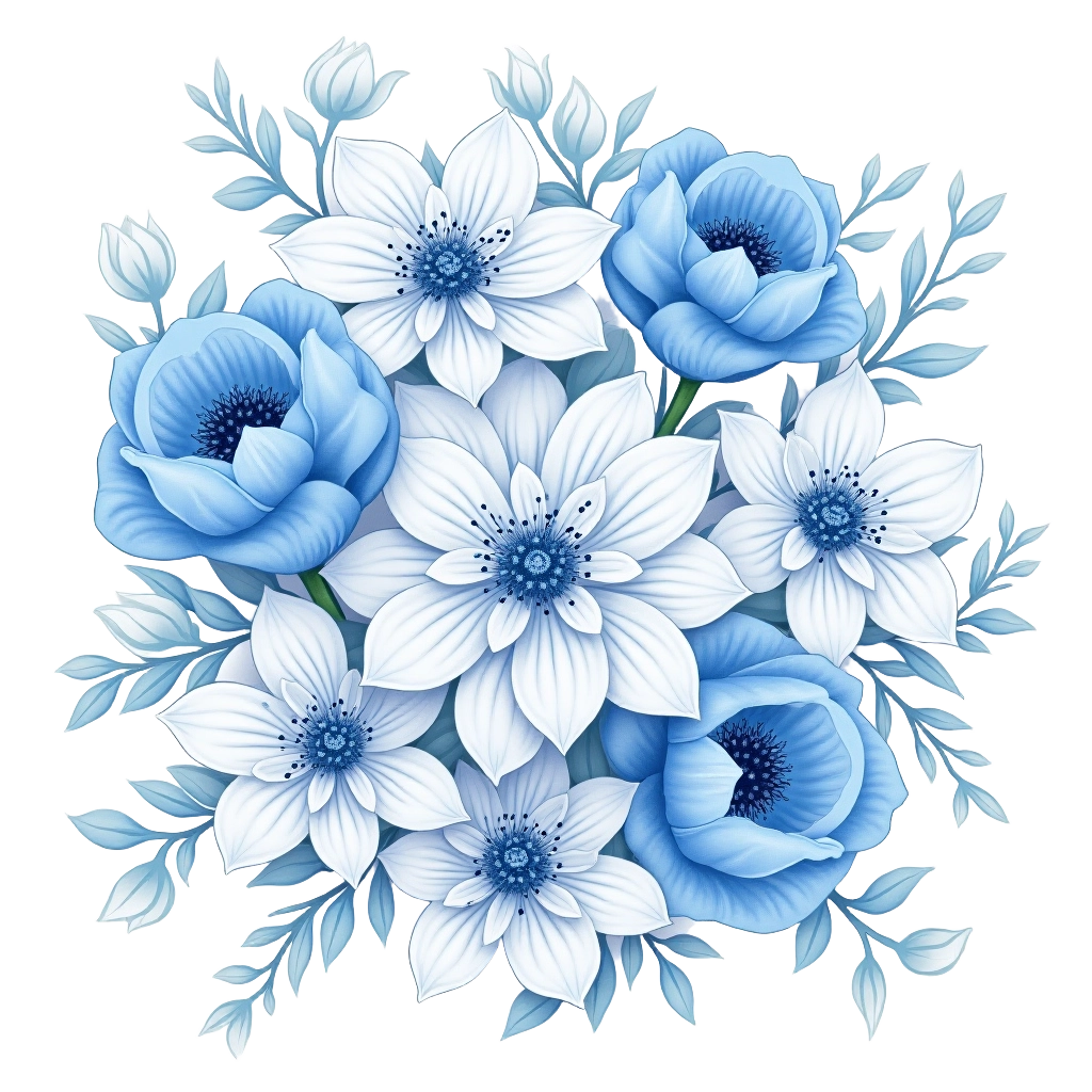 Elegant Blue and White Floral Arrangement