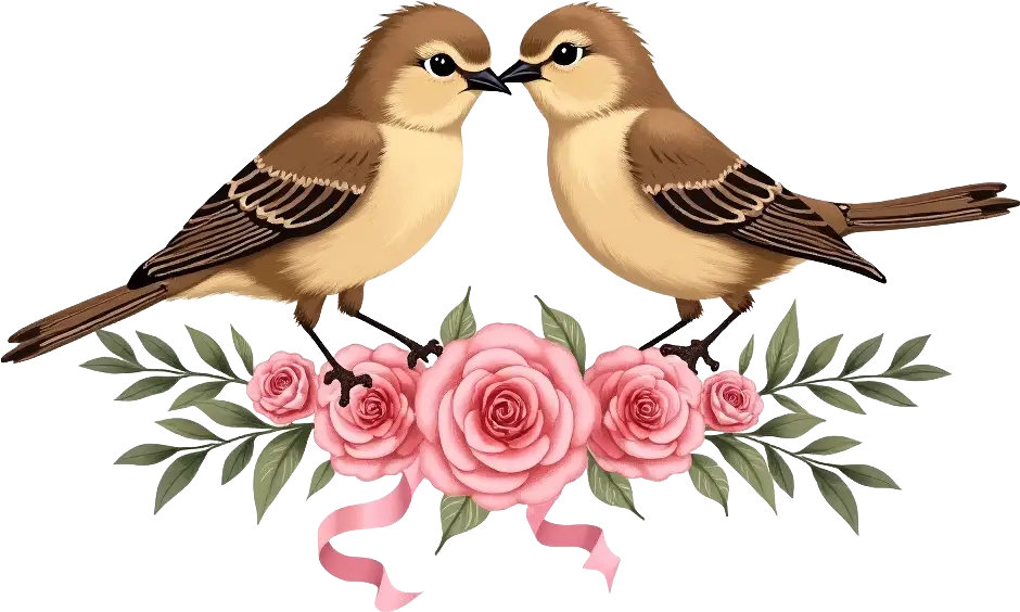 Lovebirds and Roses