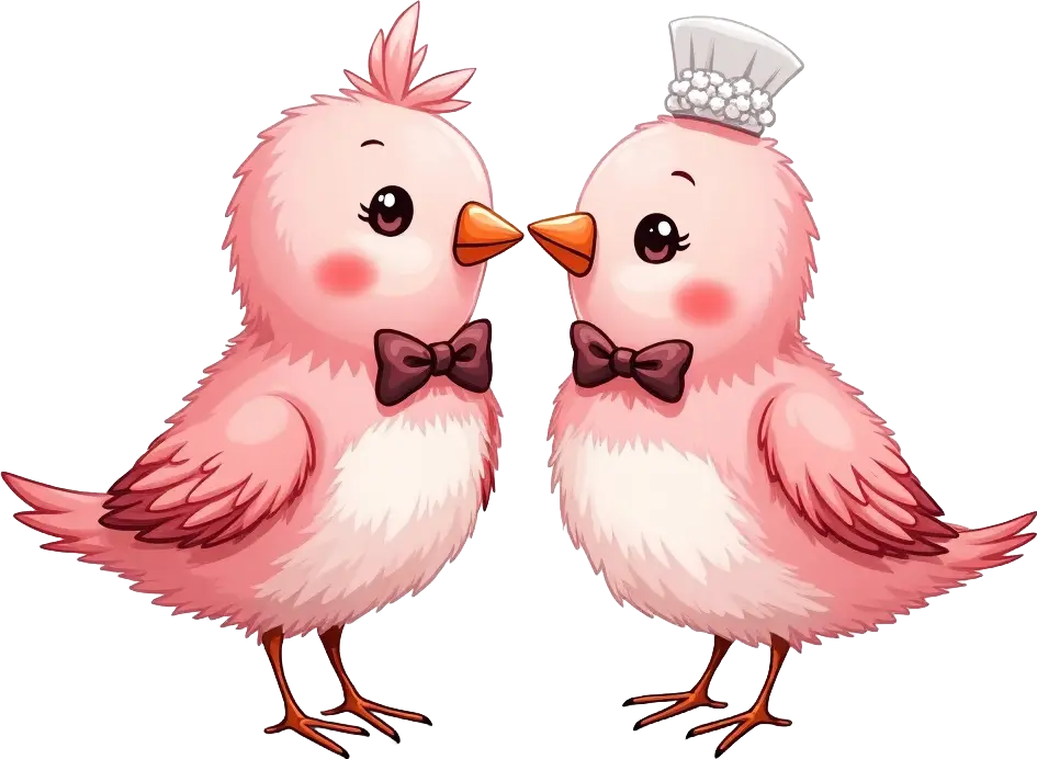 Cute Pink Birds in Love