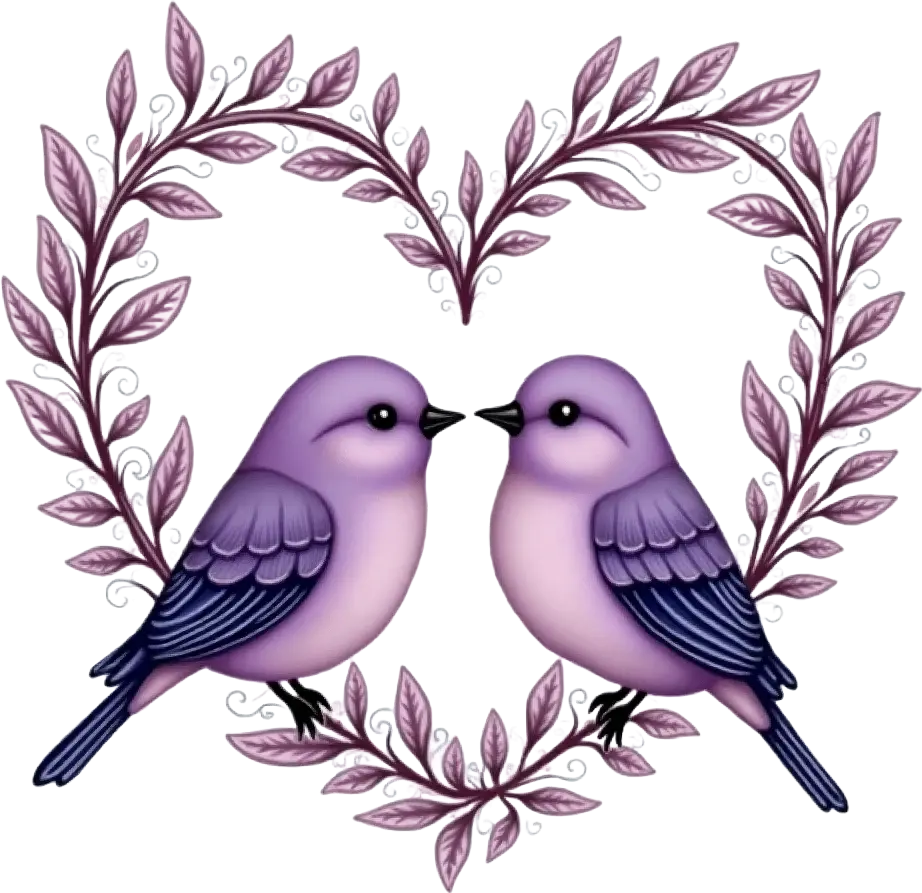 Lovebirds in Floral Wreath