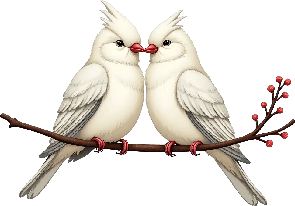 Two White Birds on a Branch