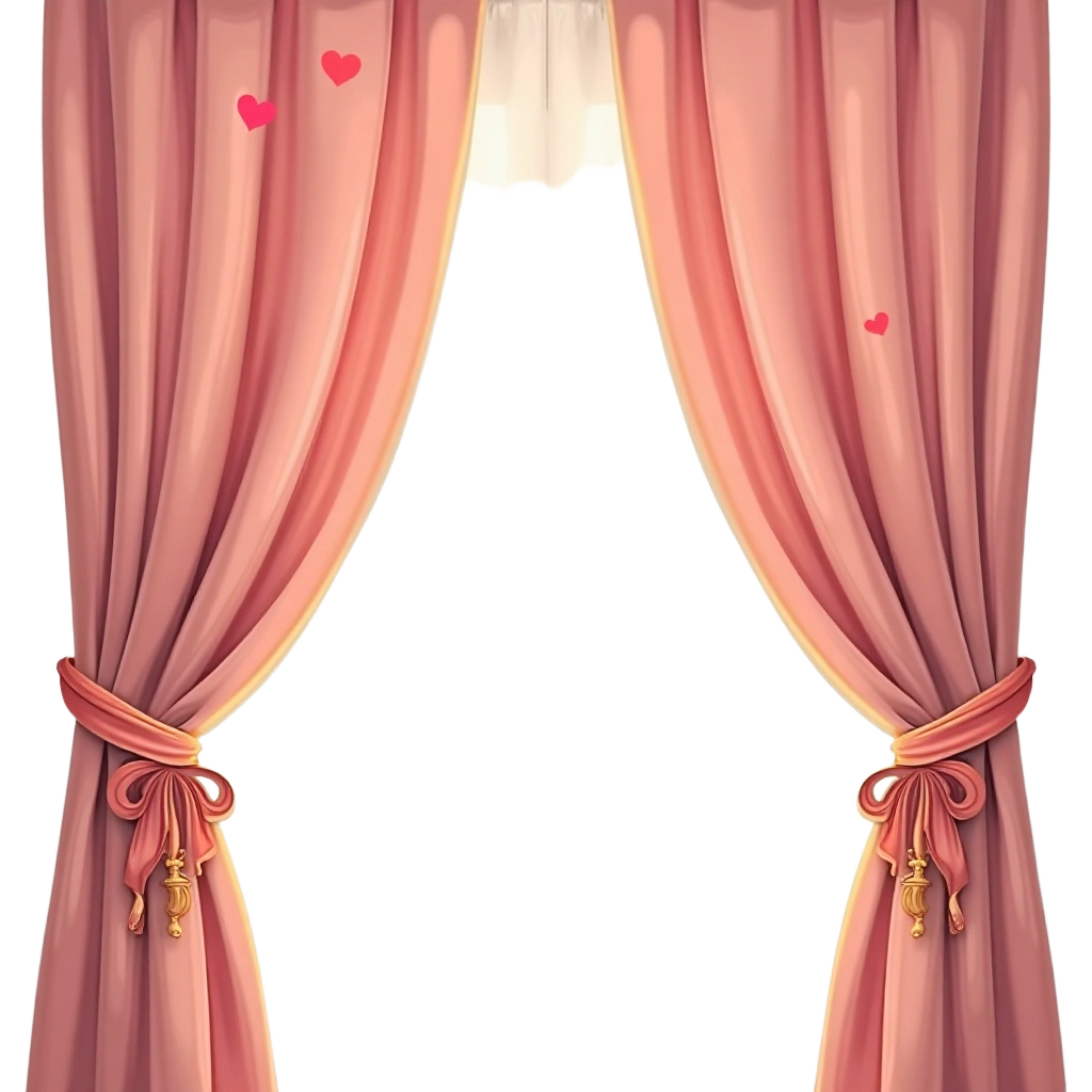 Romantic Pink Curtains with Hearts