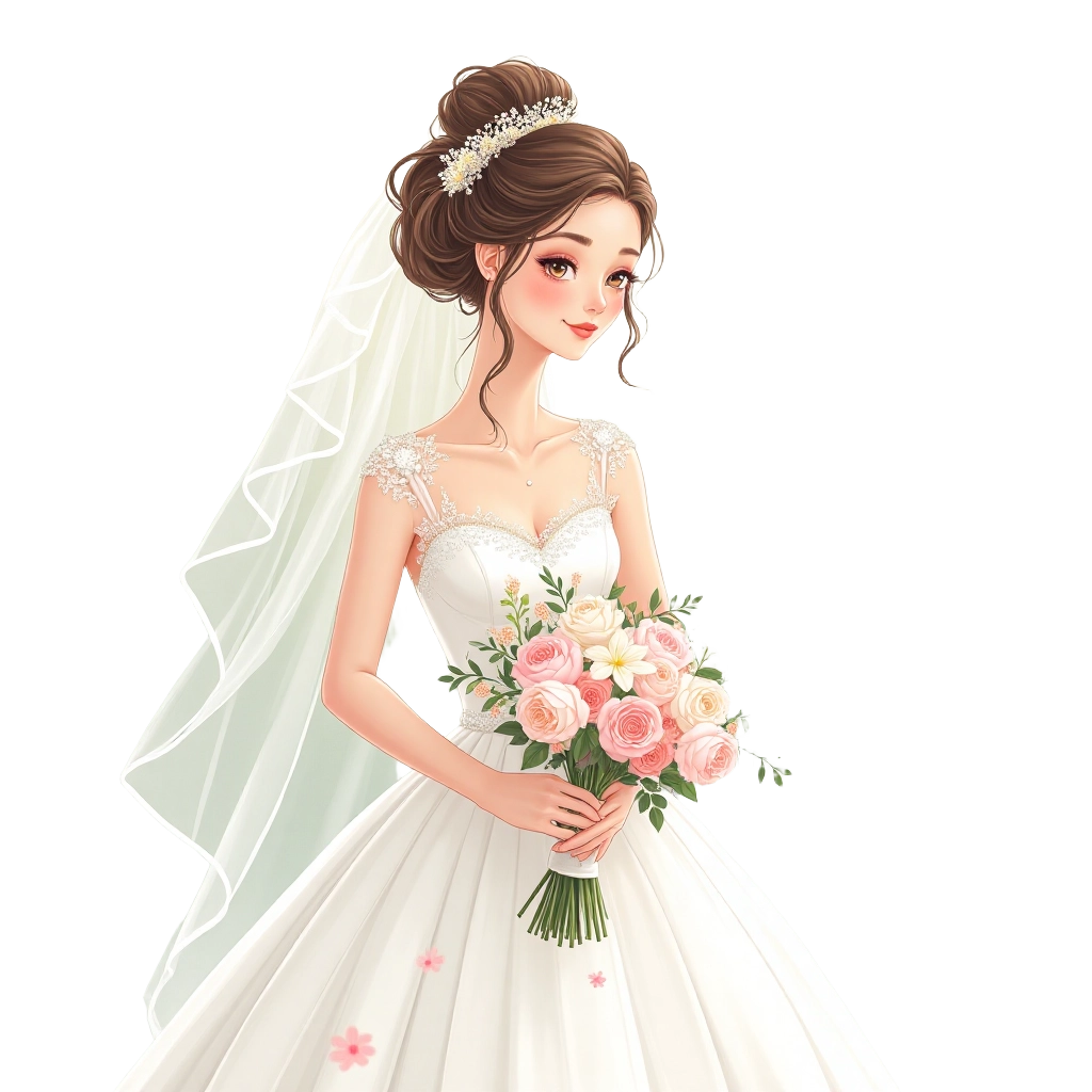 Elegant Bride in White Gown