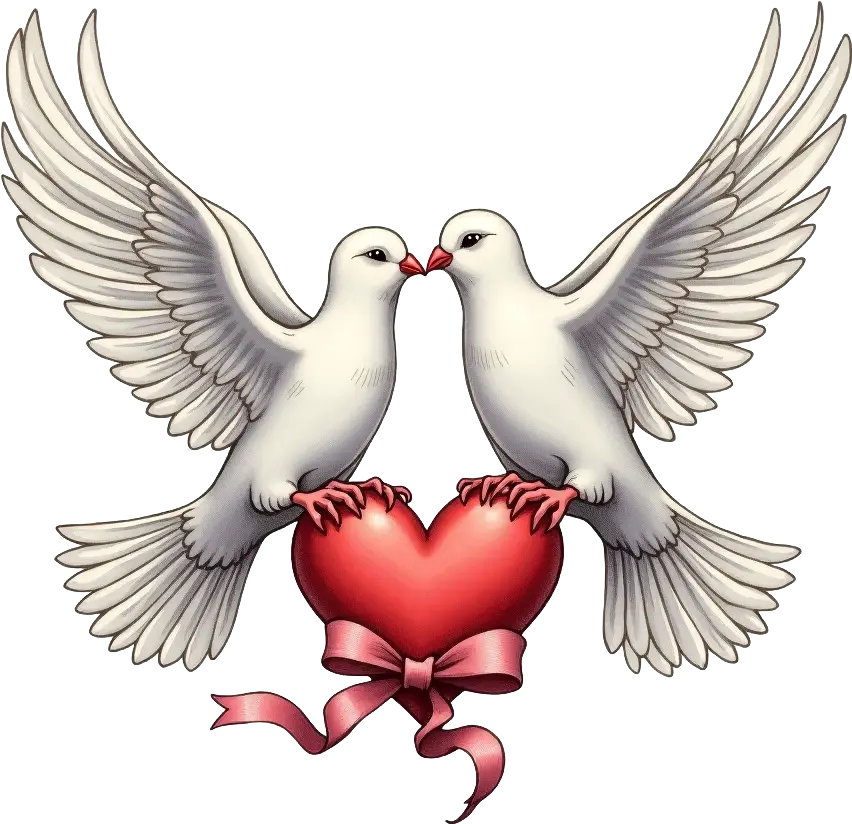 Love Doves with Heart