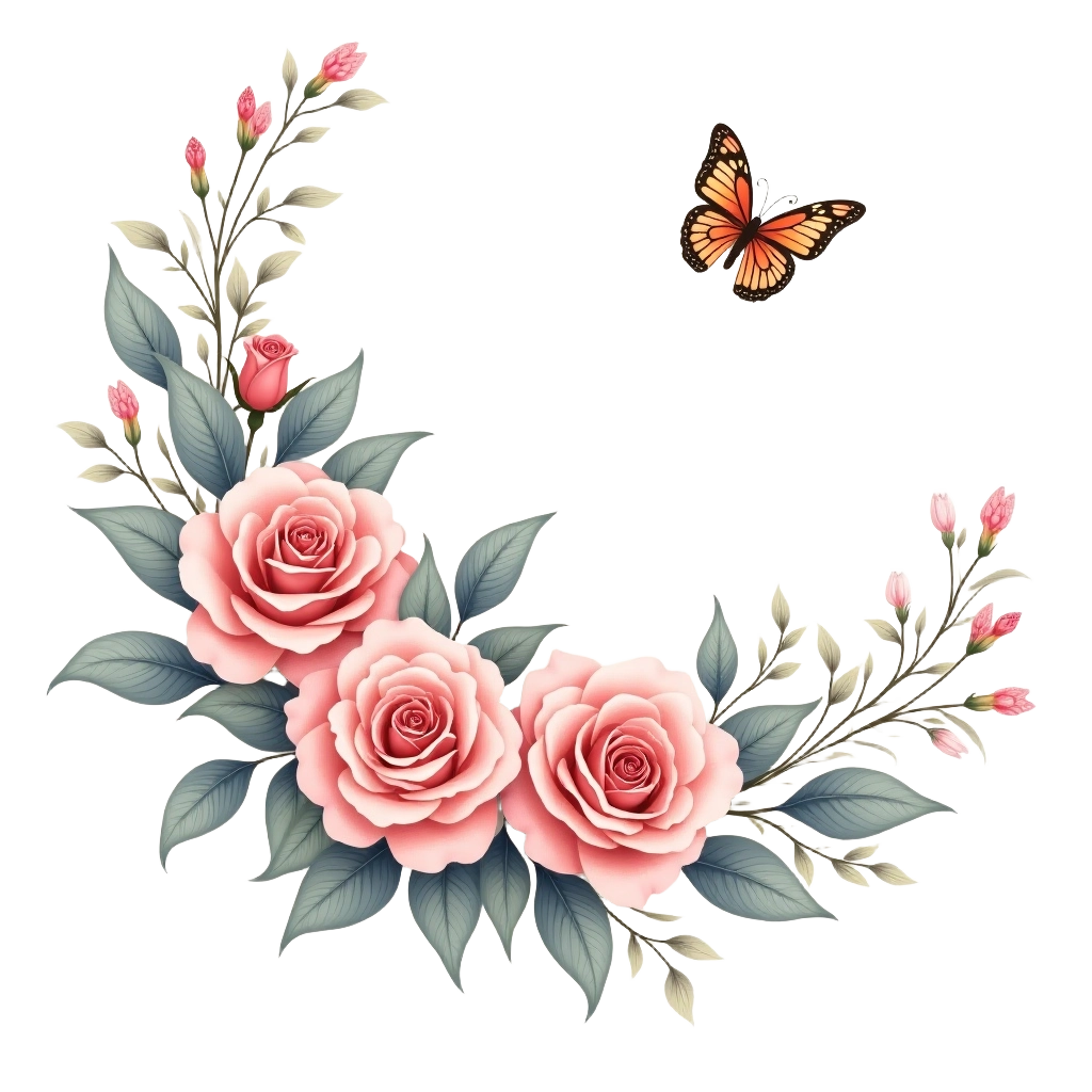 Elegant Floral Arrangement with Butterfly