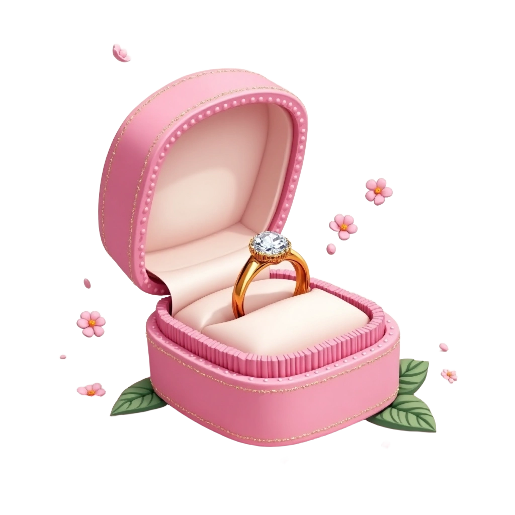 Elegant Engagement Ring in a Pink Box