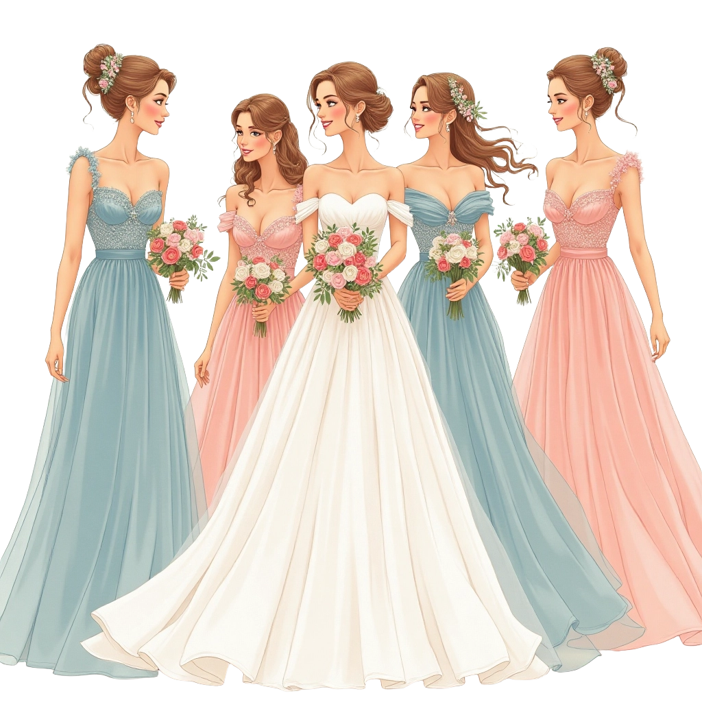 Bridal Party in Elegant Gowns